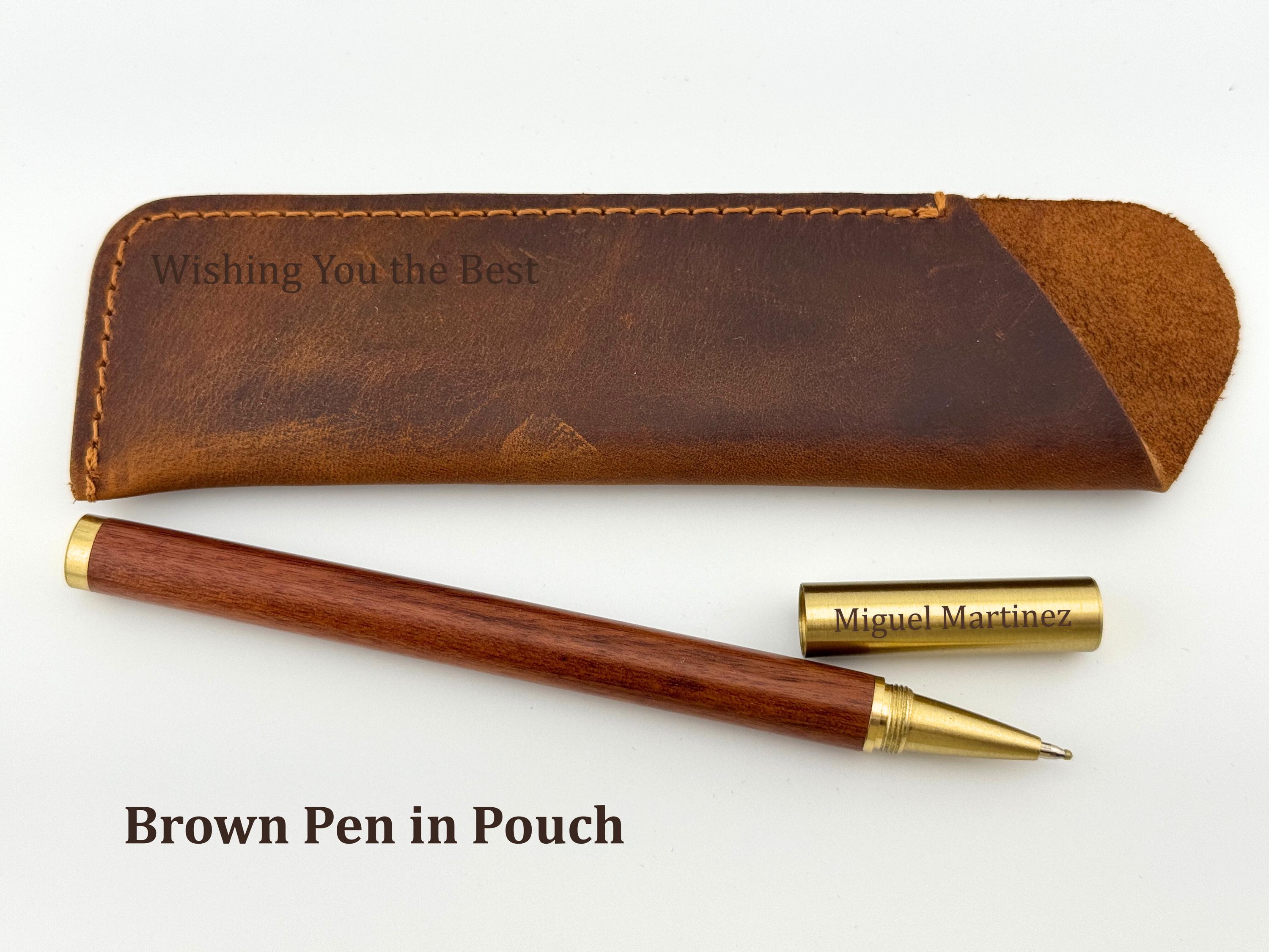 Personalized Wood Pen and Leather Case Set - Etsy