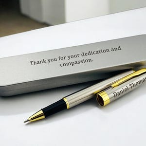 Engraved Pen in Tin Box – Doctor Appreciation Gift, Personalized Name Pen, Custom Graduation or Birthday Gift for Physicians