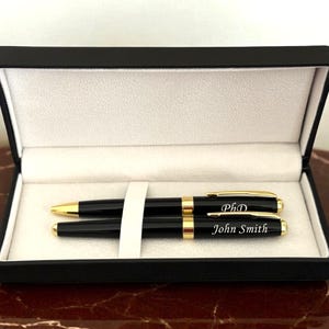 Personalized Ball and Roller Pens Set, PhD Graduation Gift, PhD Graduation Gift for Him and Her, Doctor Pen, Doctorate Graduation Gift