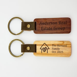 Engraved Wooden Keychain for New Homeowner – Realtor Gift for Client, Custom House Keychain, Real Estate Closing Gift Idea