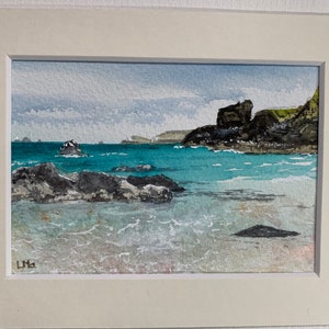 Small original watercolour of Cornish beach