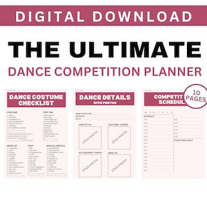 Dance Competition Planner and Checklist | Digital Download, Printable | Dance Team Checklist, Dance Organiser, Dance Mom |