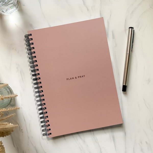 Christian Prayer Journal and Daily Planner with minimalist and undated notebook pages