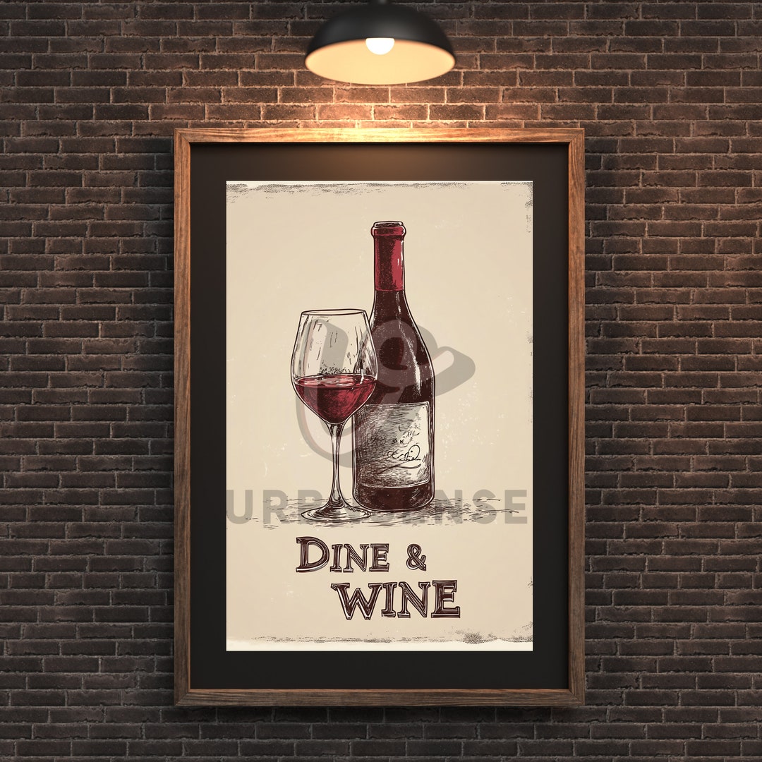 Dine and Wine | Printable Art | Wall Art | Kitchen Art | Food Art ...