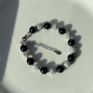 Sterling silver glass pearl beaded bracelet, silver bracelet , black pearls,  pearl bracelet, ivory pearl, baroque pearl, round pearl