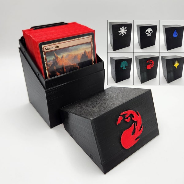 MTG Deck Box, 100 Card Size (Double Sleeved), With Mana Symbol and Dividers - Made to Order