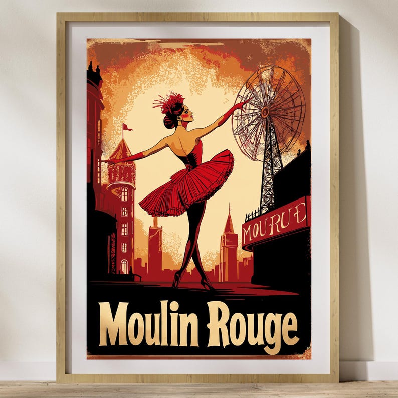Vintage Moulin Rouge Poster | Paris Cabaret Wall Art | Belle Époque ...