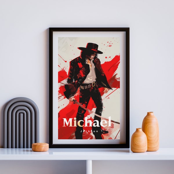 Michael Jackson Printable Digital Poster, Wall Art, Wallpaper, Famous Singers, Printable Gift, Pop Music, 90's posters, Retro Vintage Music