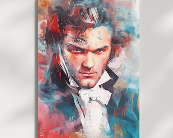 Ludwig van Beethoven Art Print, Classical Composer Portrait, Music Wall Art, Vintage Style Poster