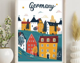 Bavarian Village Print: Scenic Germany Travel Poster (Digital Download)