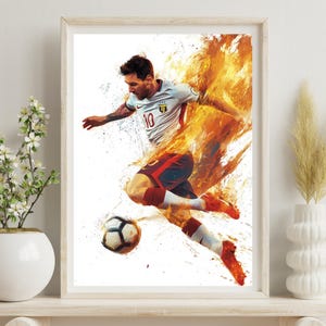 Lionel Messi Art Poster - Football Legend Wall Art - Digital Soccer Print