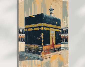 Kaaba Art Print, Mecca Wall Art, Islamic Wall Decor, Holy Kaaba Digital Download