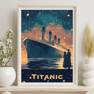 Titanic Wall Art Poster - Vintage Movie Wall Art - Leonardo DiCaprio & Kate Winslet Print - Digital Download
