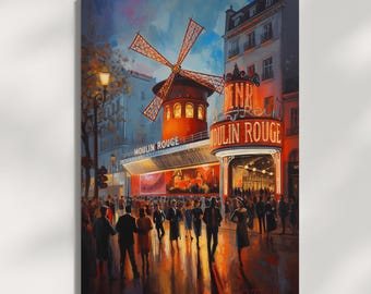 Vintage Moulin Rouge Poster, Paris Cabaret Wall Art, French Art Print, Belle Époque Decor, Printable Wall Art A4