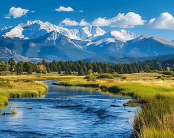 Snow Capped Mountains of the Rockies - Digital Download for Commercial Use 4:3 Ratio