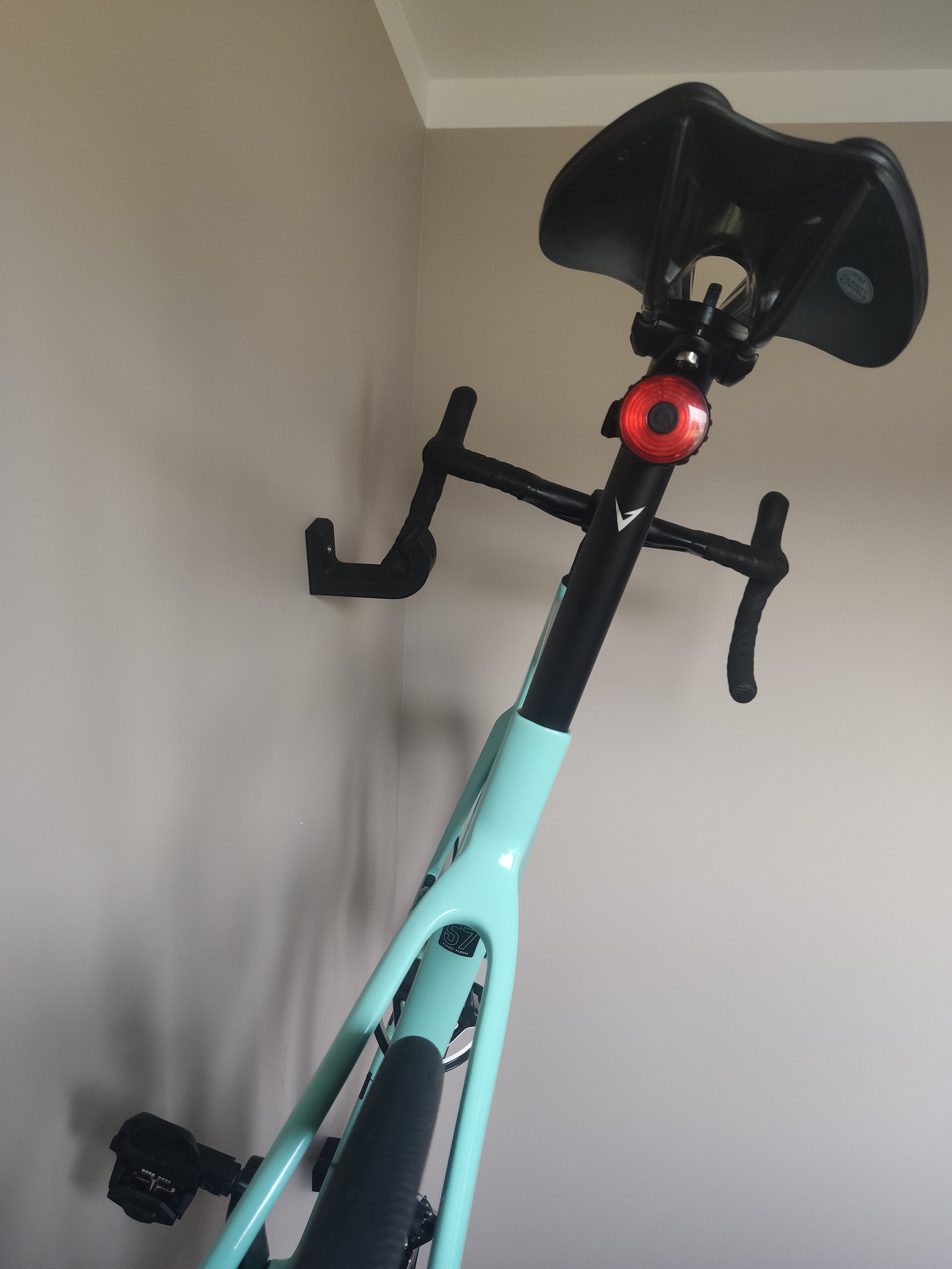 Road Bike Wall Mount Holder - For Carbon Frames & Wheels, Space-Saving Bicycle Storage (Plastic, Made In Latvia) 2 thumbnail image