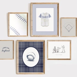 Vintage Baseball Nursery Art Prints: Sports Gallery Wall (Digital Download Set of 6
