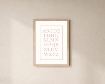 Alphabet Print Pink Vintage | Nursery Decor | Digital Download