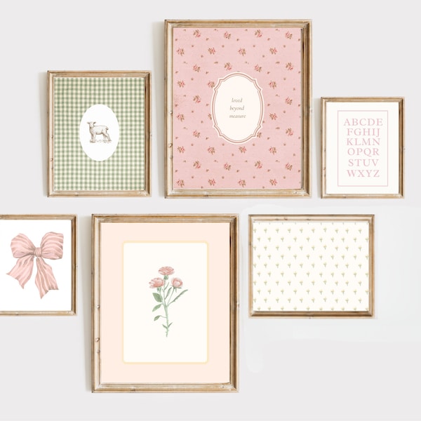 Cottagecore Nursery Art Prints: Vintage Gallery Wall Set (Digital Download)