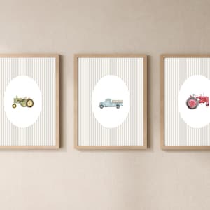 Farm Vehicle Prints Set: Vintage Nursery Decor (Digital Download)