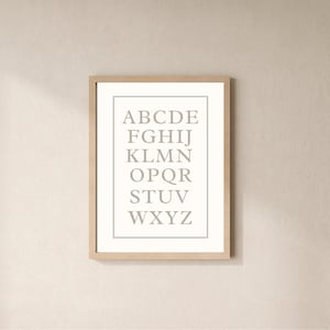 Alphabet Print Beige Vintage | Nursery Decor | Digital Download
