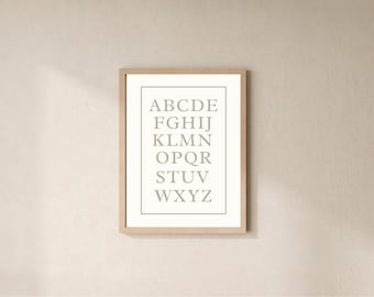 Alphabet Print Beige Vintage | Nursery Decor | Digital Download