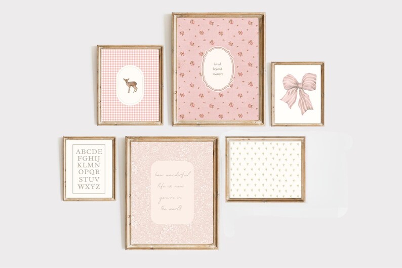 Pink Cottagecore Gallery Wall Art Prints: Baby Girl Nursery Decor ...