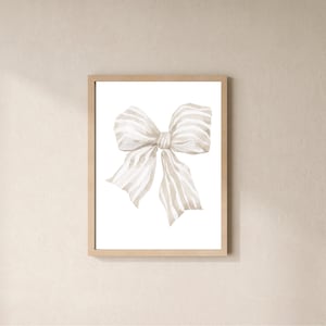 Beige Striped Ribbon Bow Art Print | Nursery Decor | Digital Download