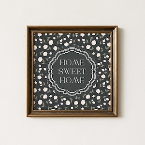 Home Sweet Home Sign Print. Cottagecore Farmhouse Home Decor Wall Art. Minimal Home Sweet Home Print for Living Room or Kitchen Decor.