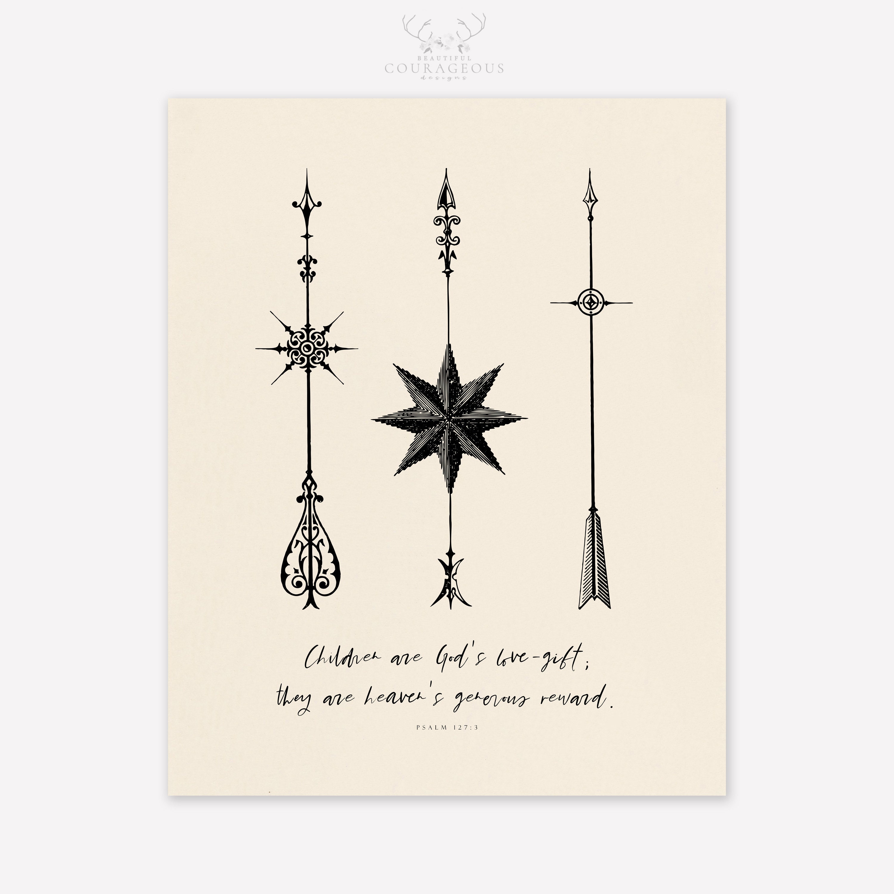 Scripture Art Print Download. Vintage Arrow Illustrations and Bible ...