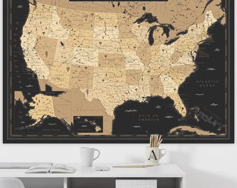 アメリカ合衆国地図（ラベル付き）、白黒地図（印刷可能） - Etsy 日本