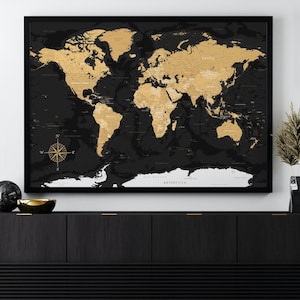 Weltkarte zum ausdrucken, Dunkle Weltkarte, Vintage Poster, Digitale Karte der Welt, Weltkarte mit Ländern, Poster, Druckbare Karte