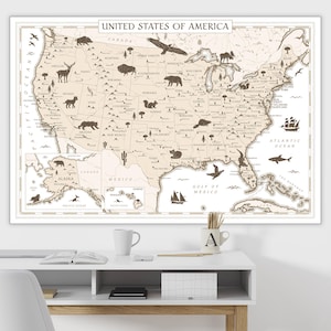 USA Map Digital Download | Pastel US Map | USA Map Classroom Decor | Homeschool, School Map | Nursery Wall Art | Printable Kids America Map