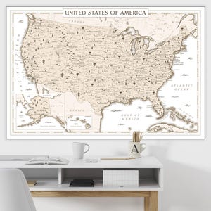 Druckbare XL Karte der USA - Pastell Wandkunst, Vintage Karte der USA Druck, digitaler Download der Staatenkarte für Kinderzimmer, Karte mit Bundesstaaten