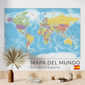 Mapa del Mundo imprimible en español (descarga instantánea)