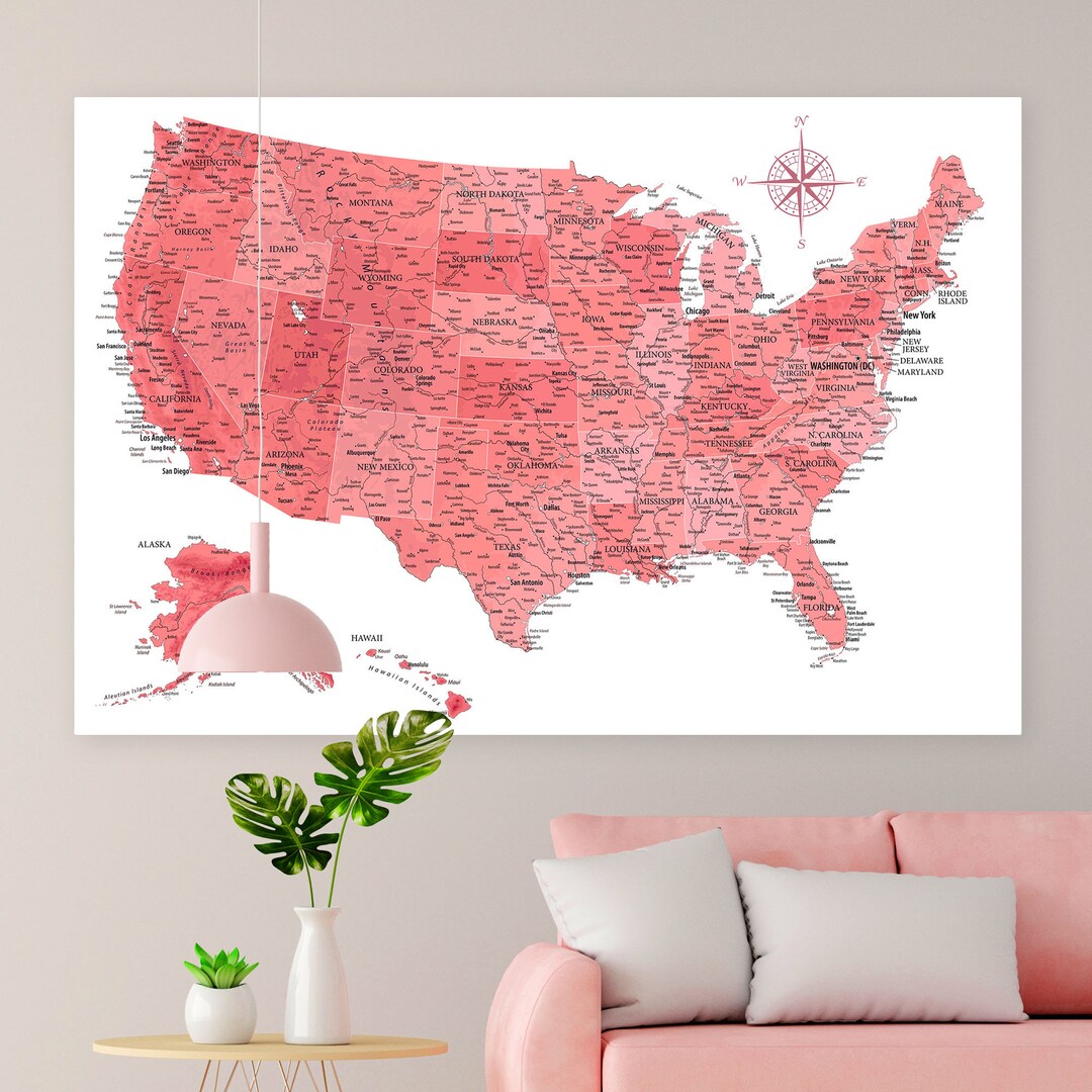 Cyber Security USA Map Digital Map With Cities In Detail Map Posters For Wall Map Art Wall Decor Country Illustration Technology American Flag Cool Wall Decor Art Print Poster 36x24