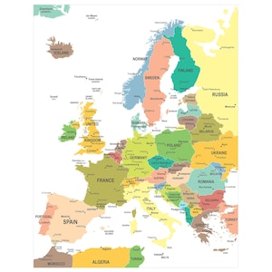 Digitale klassische Europa Landkarte - Europa Landkarte | Europäische Länder Download Karte | Europa Karte druckbares Poster | Europa Karte Print