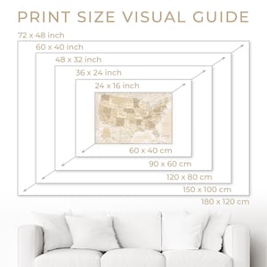 Printable Map of America with States and Major Cities - Pastel Wall Art Map | Vintage USA Map Print, States of America Map Digital Download