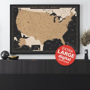Map of US Black Printable, USA Map Digital, Map with states, Vintage United States of America Map, USA Map Wall Art for boys room