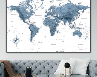 Printable World Map. Styled high resolution Grey - White World Map. Perfect Map for posters, wallpapers and prints. Digital Map of the World