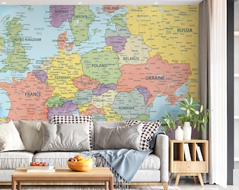 Europe Map Digital Download - Printable Map, Map of Europe Home Decor, Wall Art Map Instant Download, Travel Map Gift, Detailed European Map