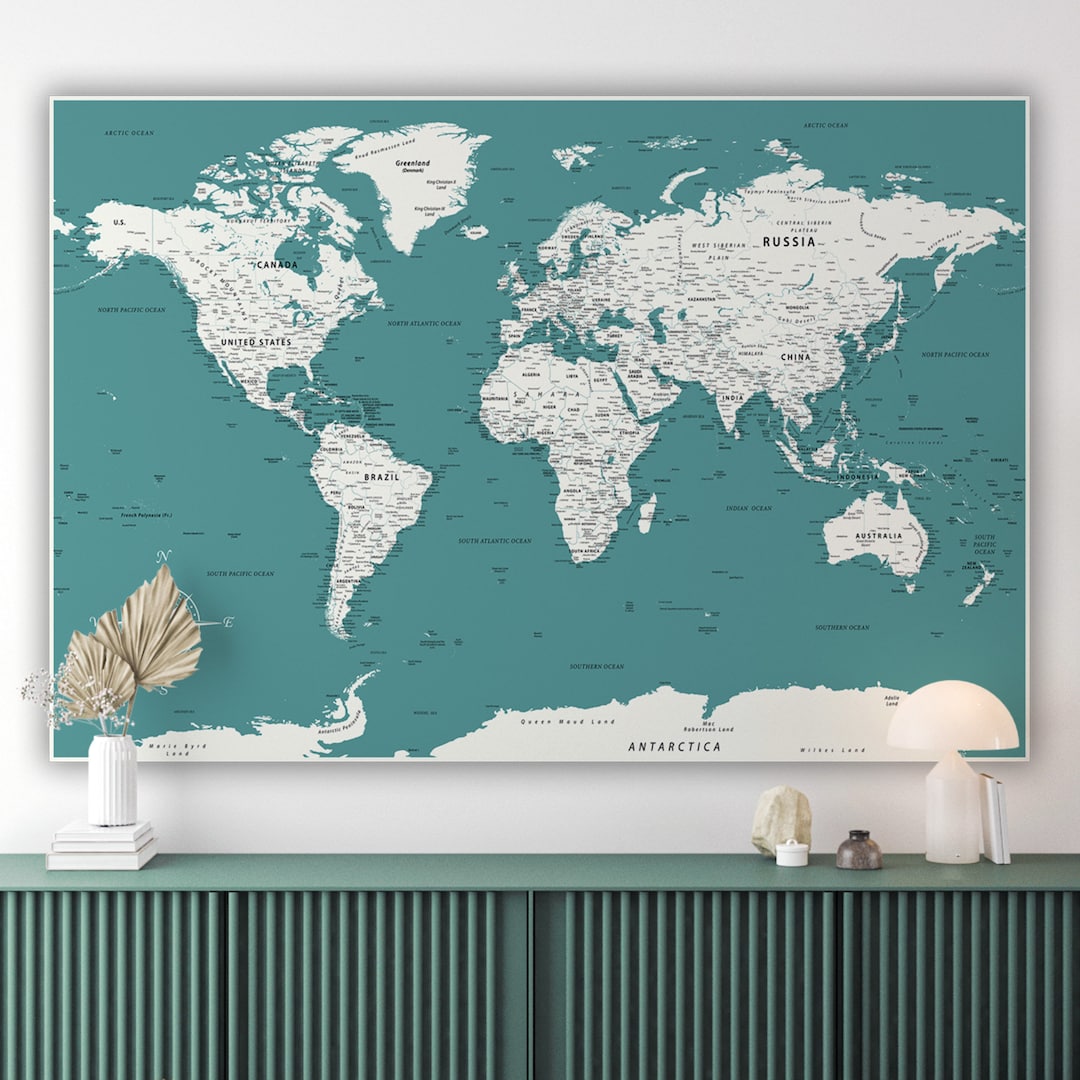 Printable World Map - Styled High Resolution Map for Posters ...