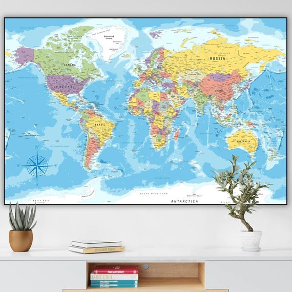 Colour Political World Map Globe World Map, Color Map Of The World,