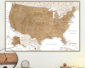 USA Karte zum Selbstdrucken - Neutrale Wandkunst, USA Poster, Poster zum Ausdrucken