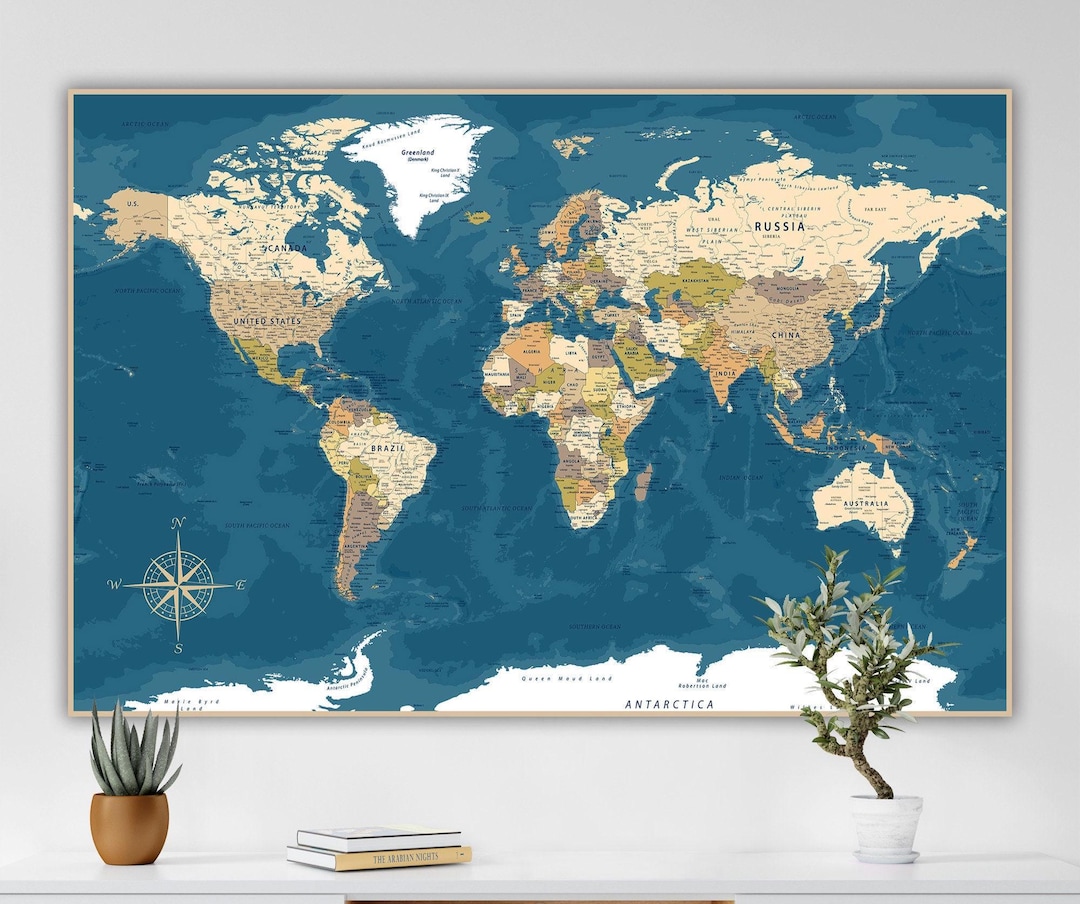 Detailed World Map With Countries And Cities Neutral Tones Digital detailed-world-map-with-countries-and-cities-neutral-tones-digital