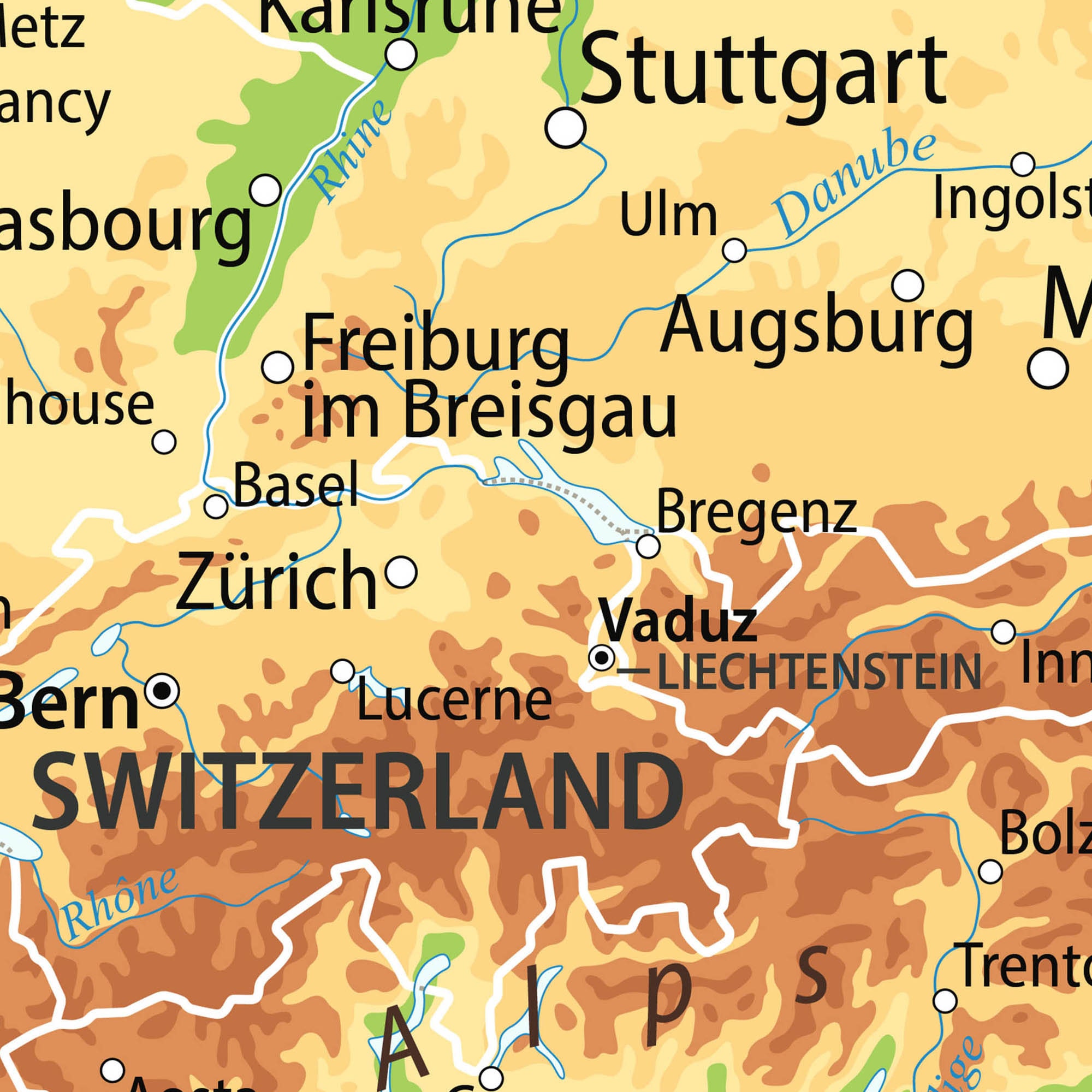 Europe Printable Map. Detailed Map of Europe. Styled High Resolution