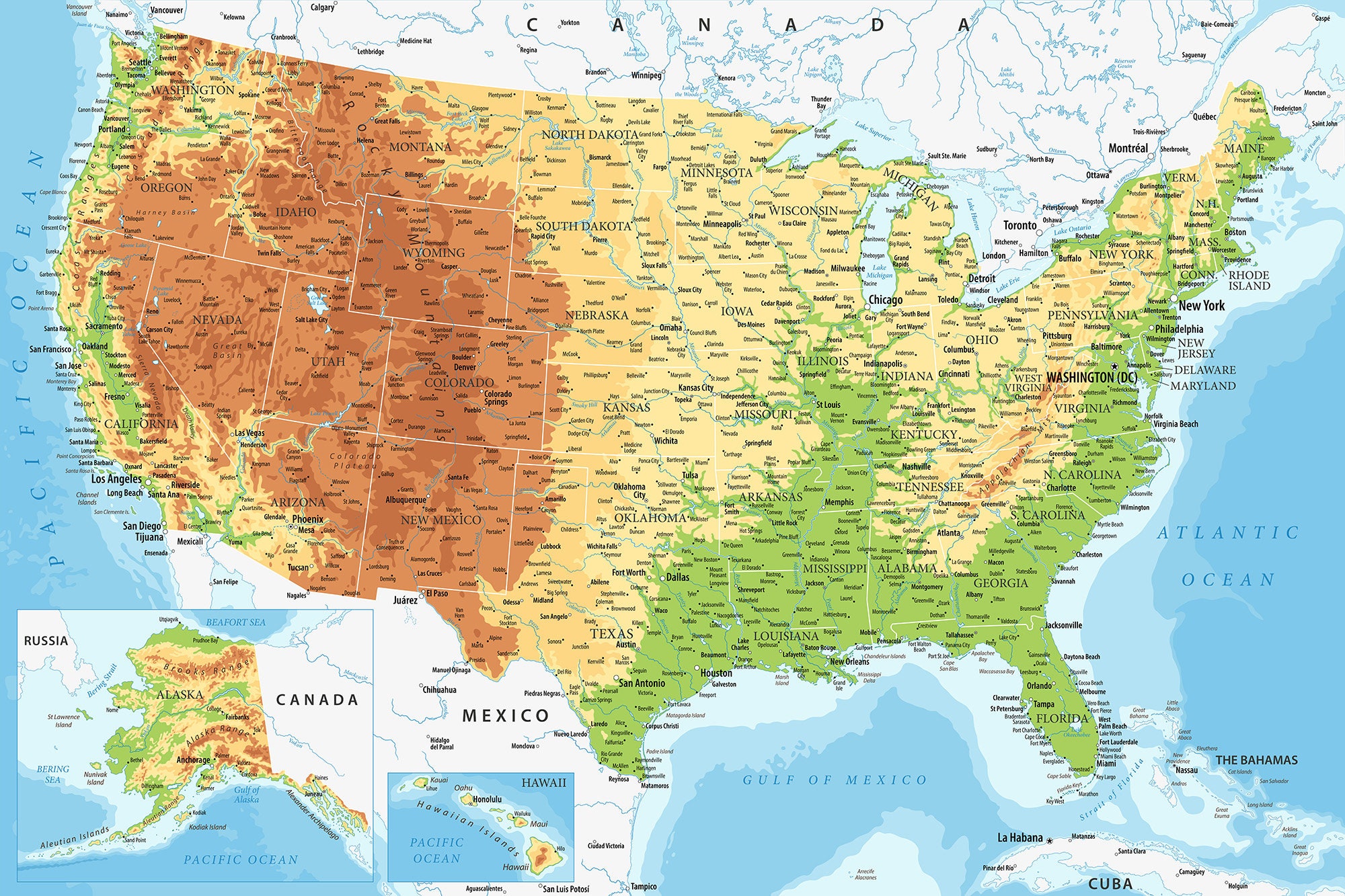 USA Map. Detailed United States Map. Styled High Resolution USA Map ...