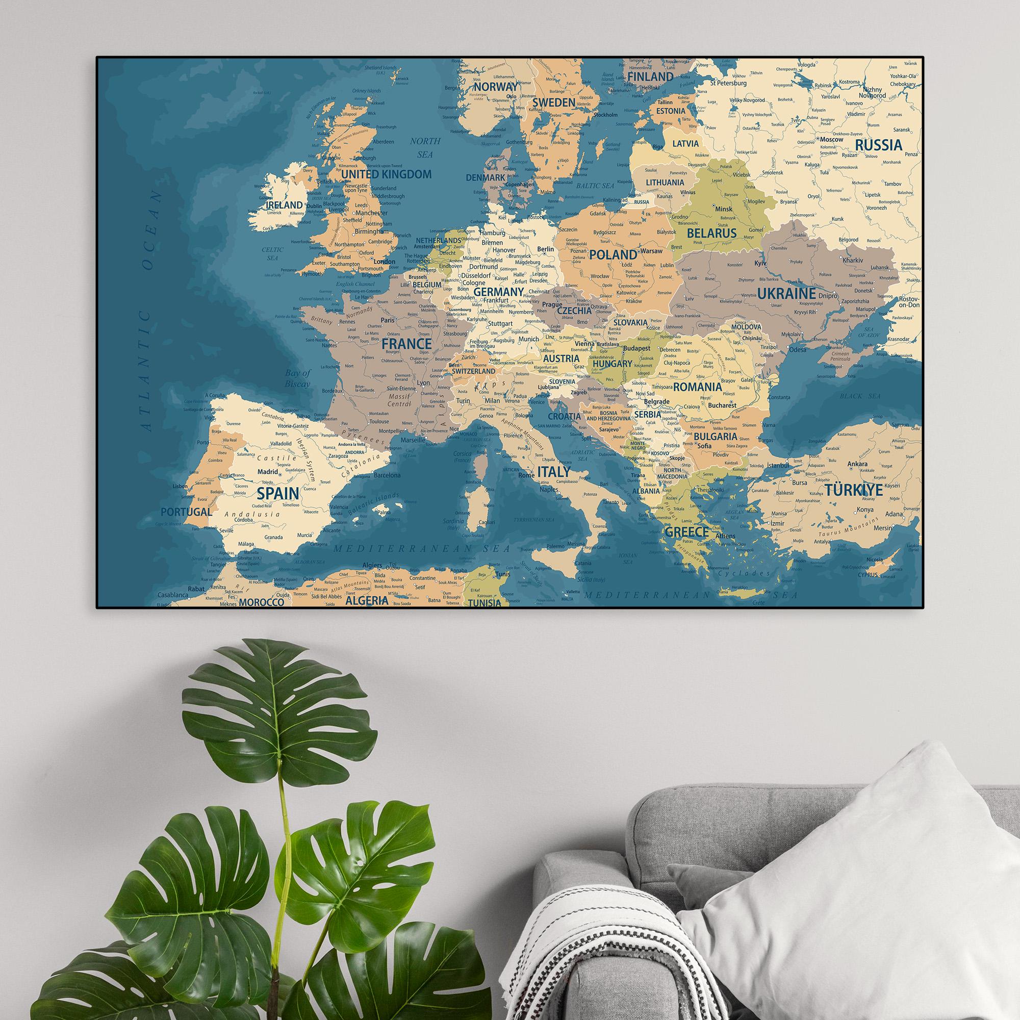 Map of Europe Printable Wall Art Poster - Geography Learning ...