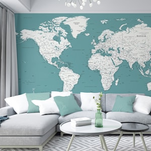 Mapa del mundo imprimible. Mapa de alta resolución con estilo. Perfecto para carteles, fondos de pantalla e impresiones. Mapa digital del mundo