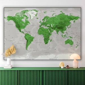 Carte du monde éducative verte imprimable - téléchargement numérique | Décoration d'intérieur pour la salle de classe | Poster de carte pour enfants | Impression de carte de pépinière | Papier peint pour chambre de garçon